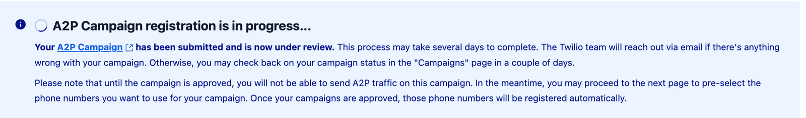 campaign status: in progress.