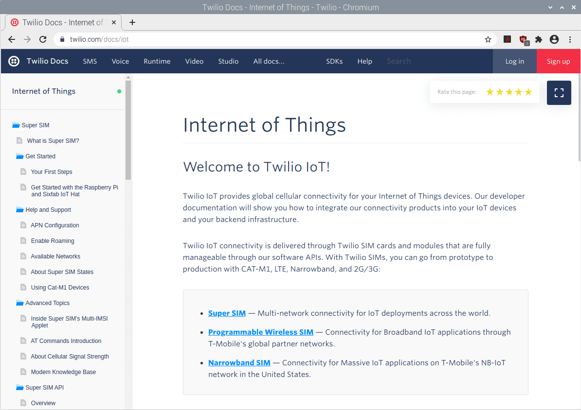 Twillo docs website.