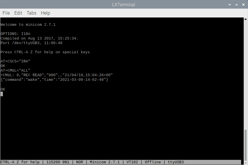 View an SMS Command on the target device.