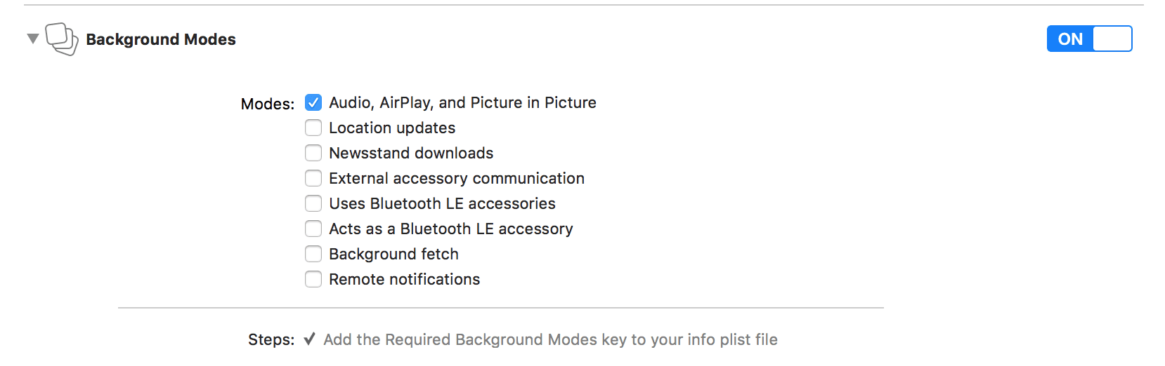 Background modes.