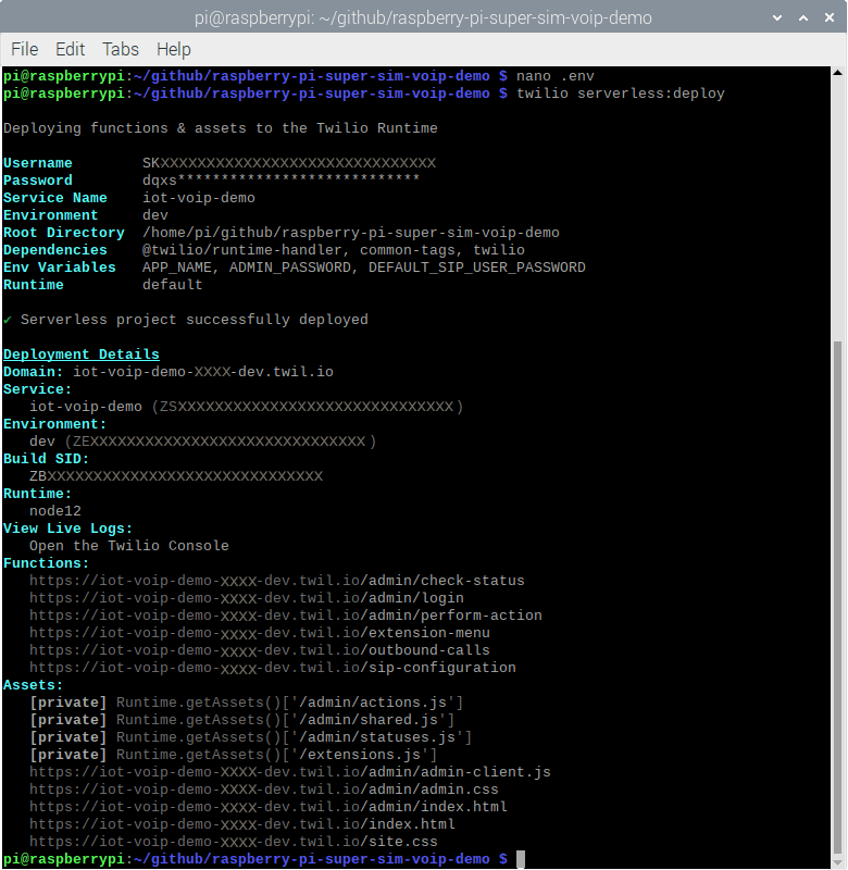Initialize the SIP service with Twilio Functions.