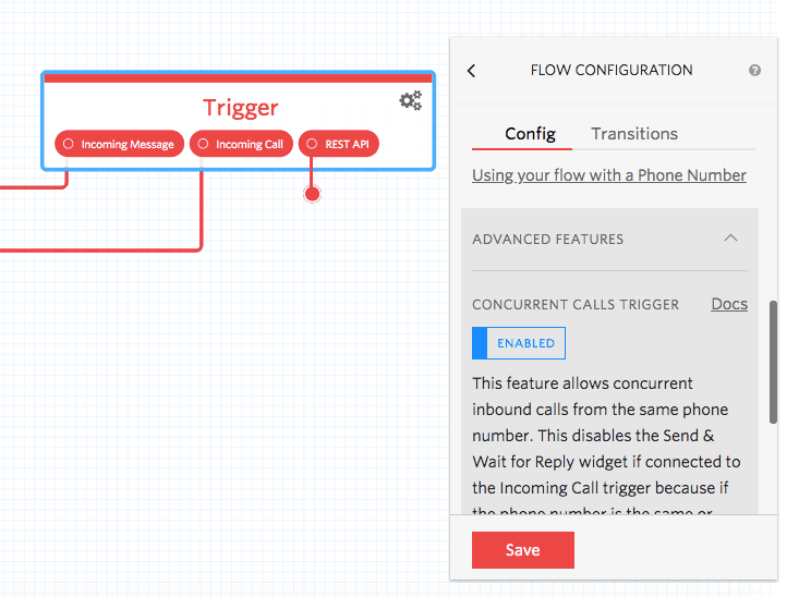 Flow configuration showing 'My First Flow' with trigger and gather steps.