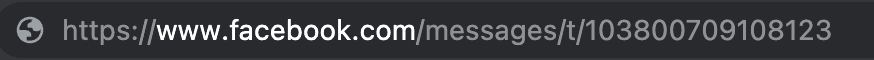 Facebook message URL in browser address bar.
