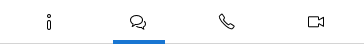 Icons for info, chat, call, and video with chat selected.