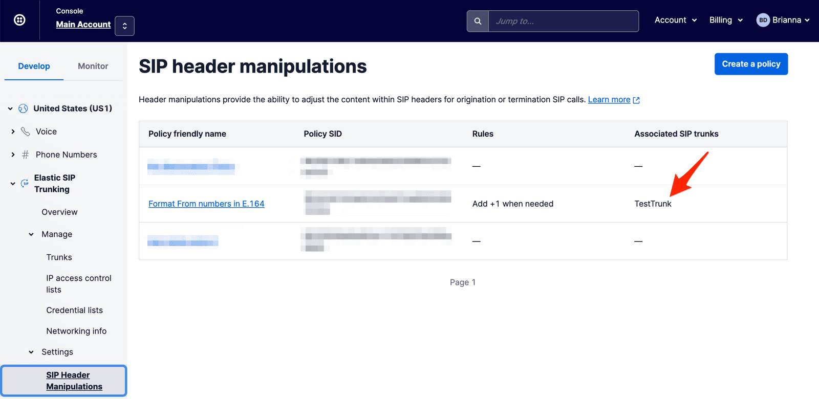 Header Manipulation - Verify Associated SIP Trunks.