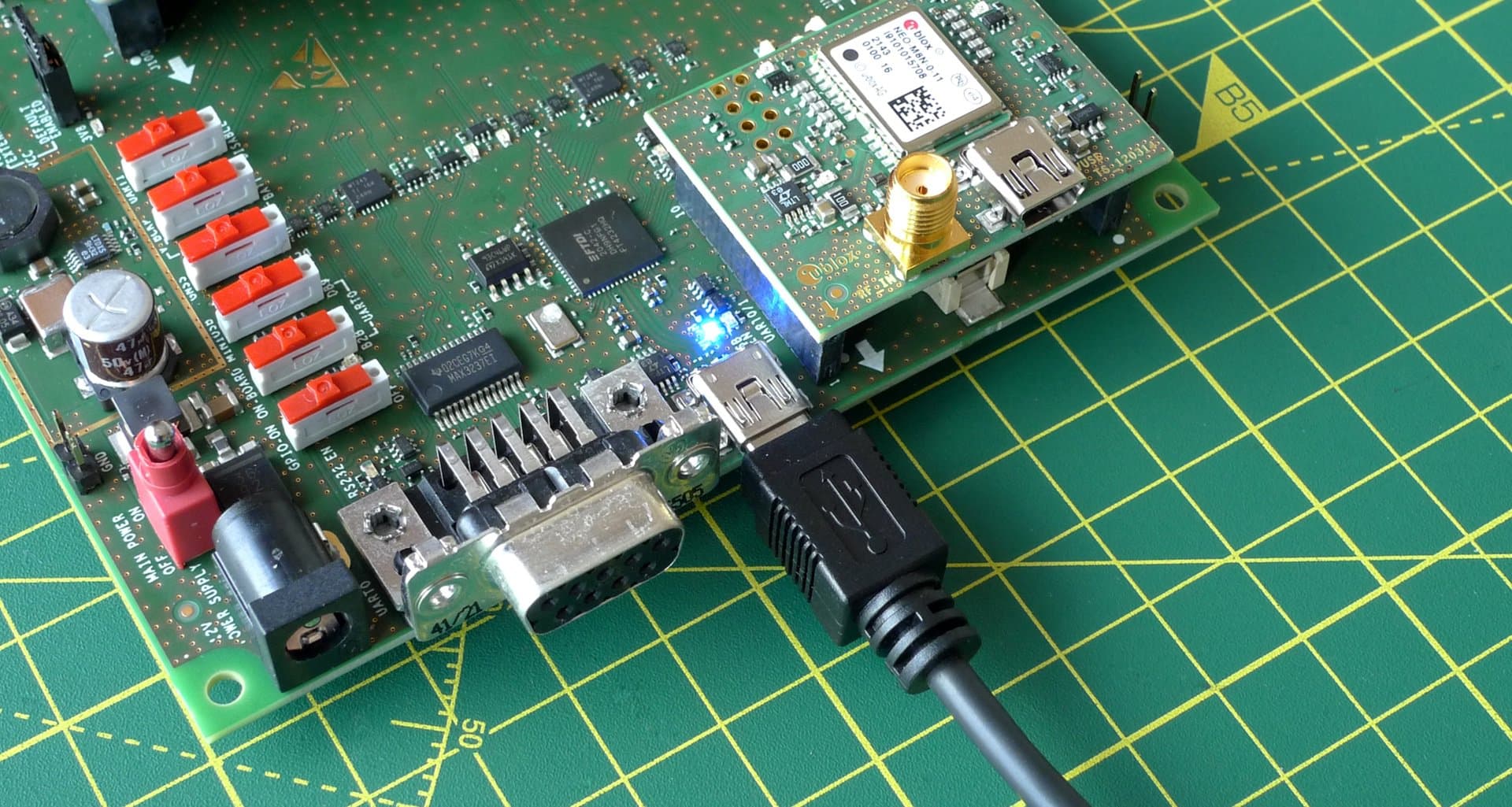 Connect the mini USB cable.