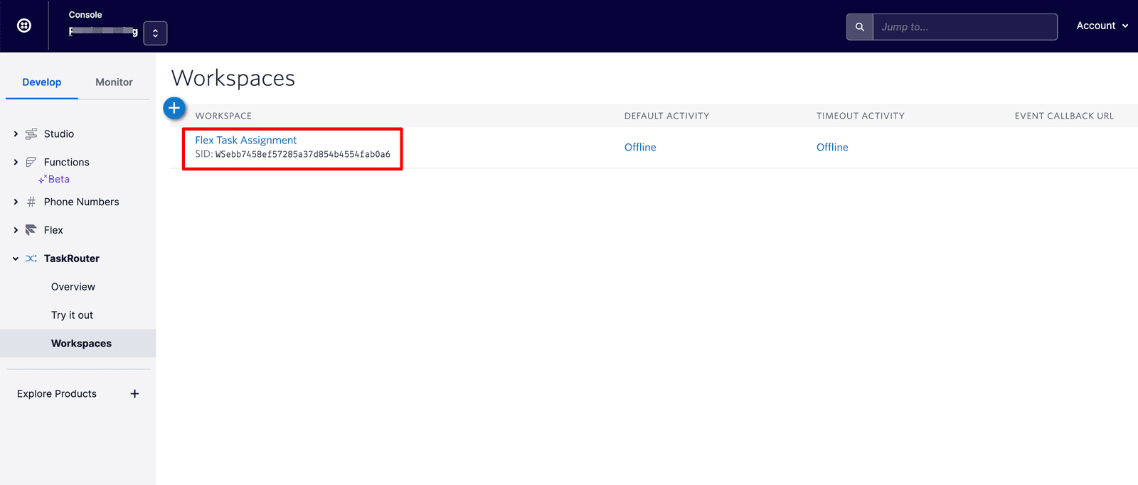 Flex Task Assignment workspace with SID and offline status.