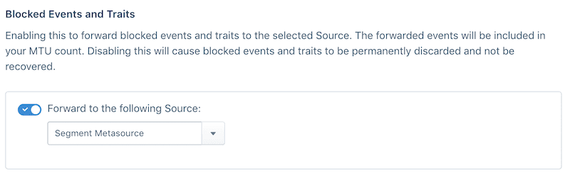 A screenshot of the blocked events and traits section on the Schema Configuration settings page.