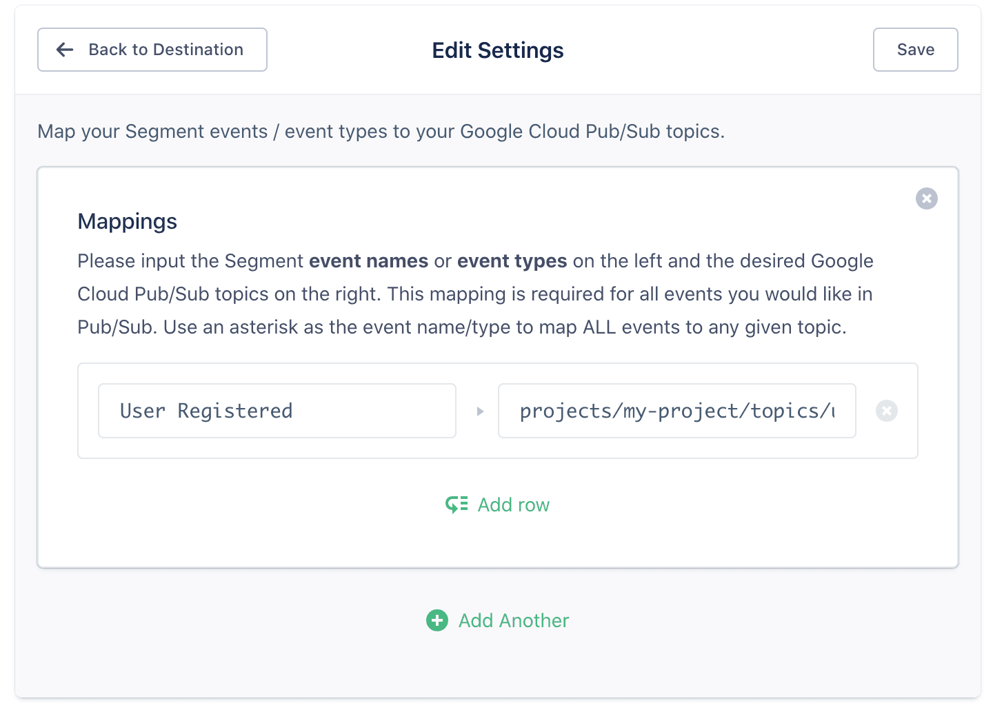 track event mapping screenshot.