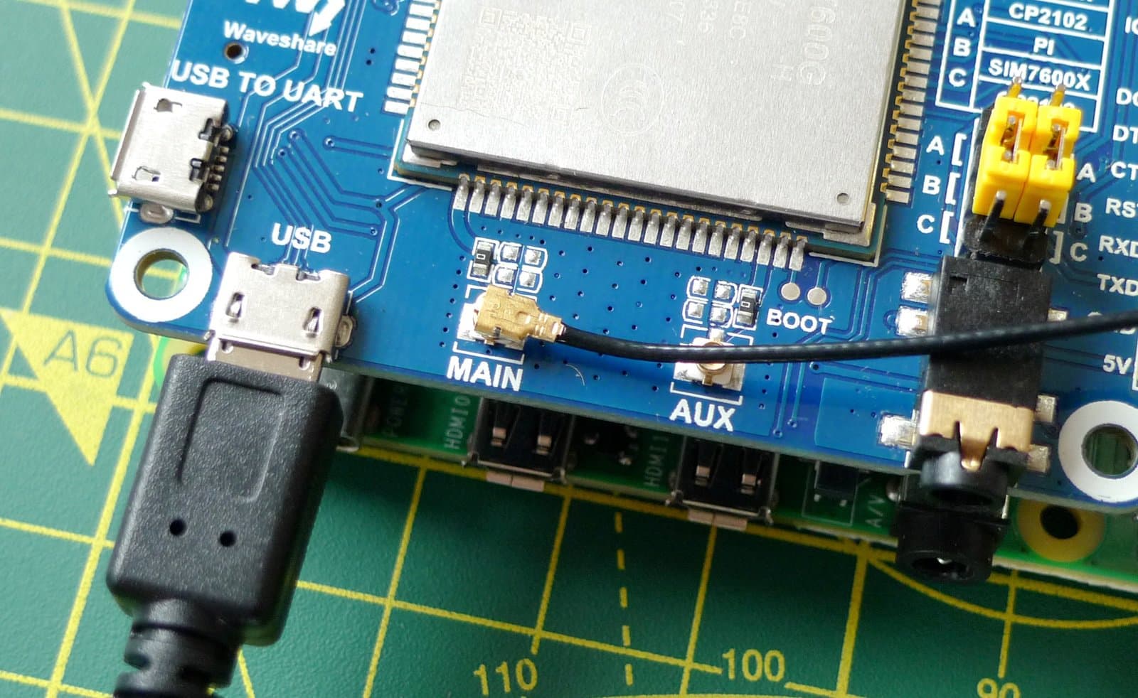 Use the connector marked main.