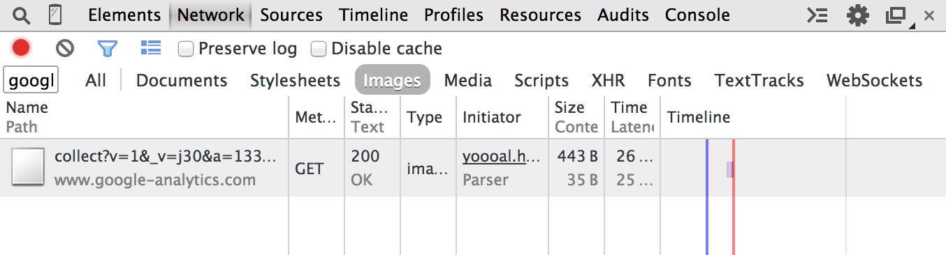 Google Analytics outbound request.