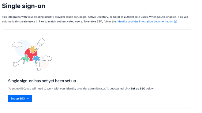 Single sign-on has not yet been set up.