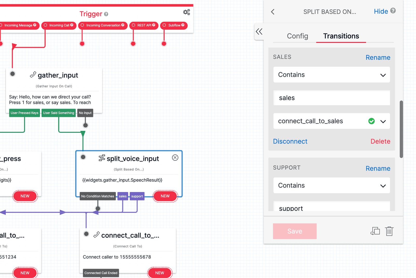Twilio Studio IVR Tutorial Conditions Speech Result.