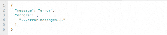 JSON error message with unspecified error details.