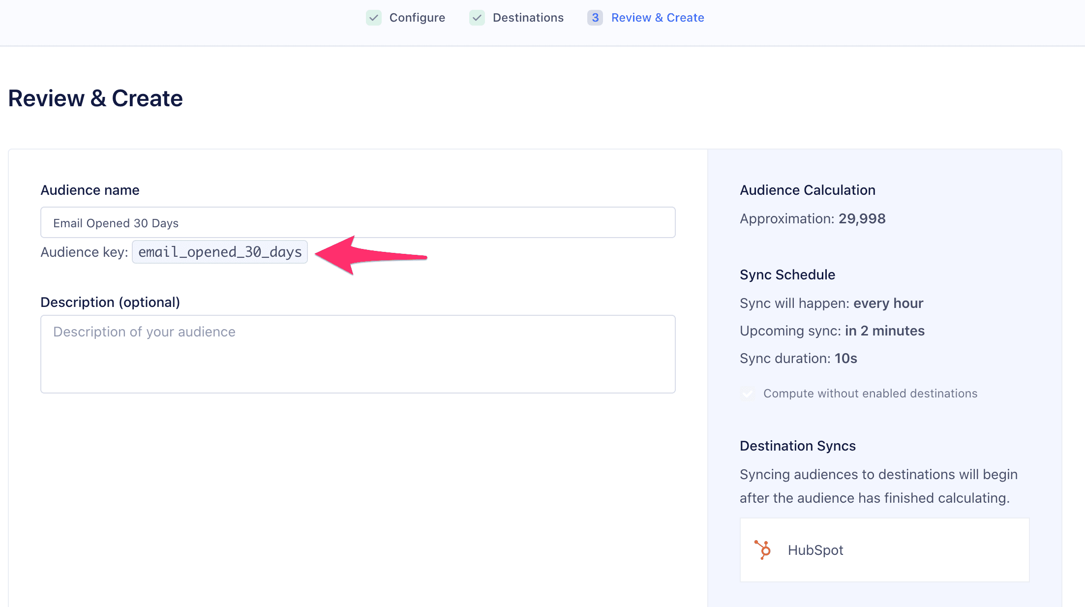 A screenshot of the last step in the Configure and Preview Your Audience setup flow.