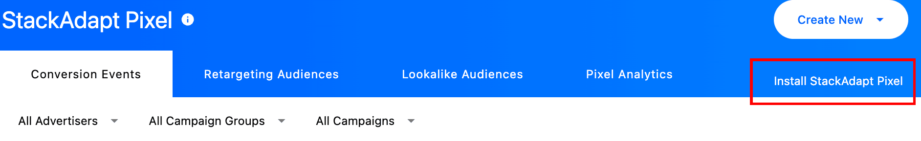 Image showing location of link to install Pixel.