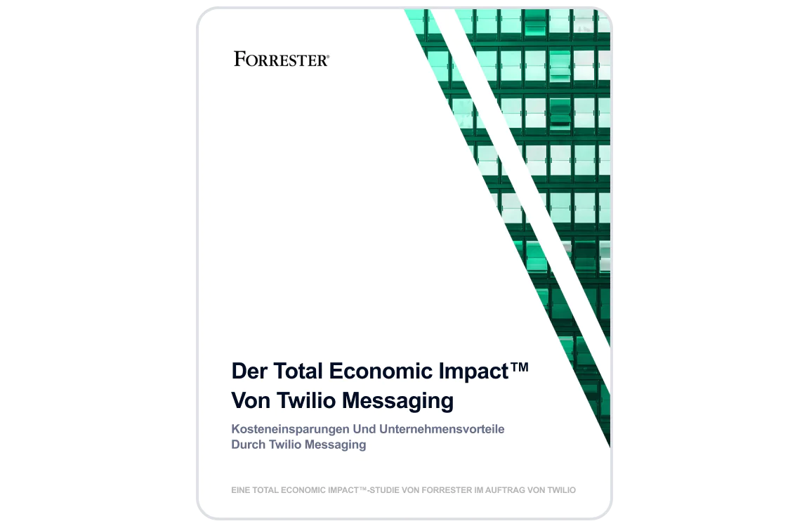 Forrester Report on Twilio Messaging Economic Impact Cover page of Forrester's study on the economic impact of Twilio Messaging, highlighting cost savings and business benefits.