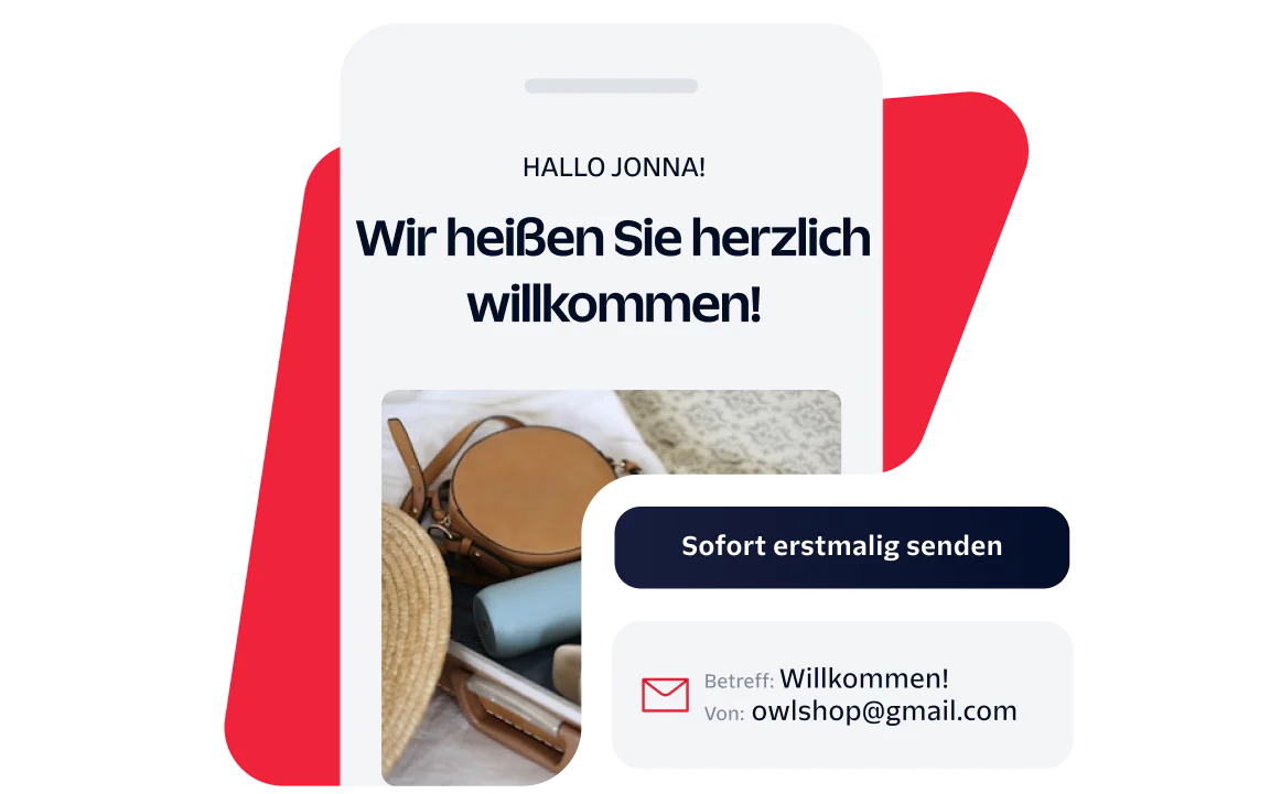Welcome Email for New Subscriber Smartphone screen showing a welcome message to Jonna with email subscription information.