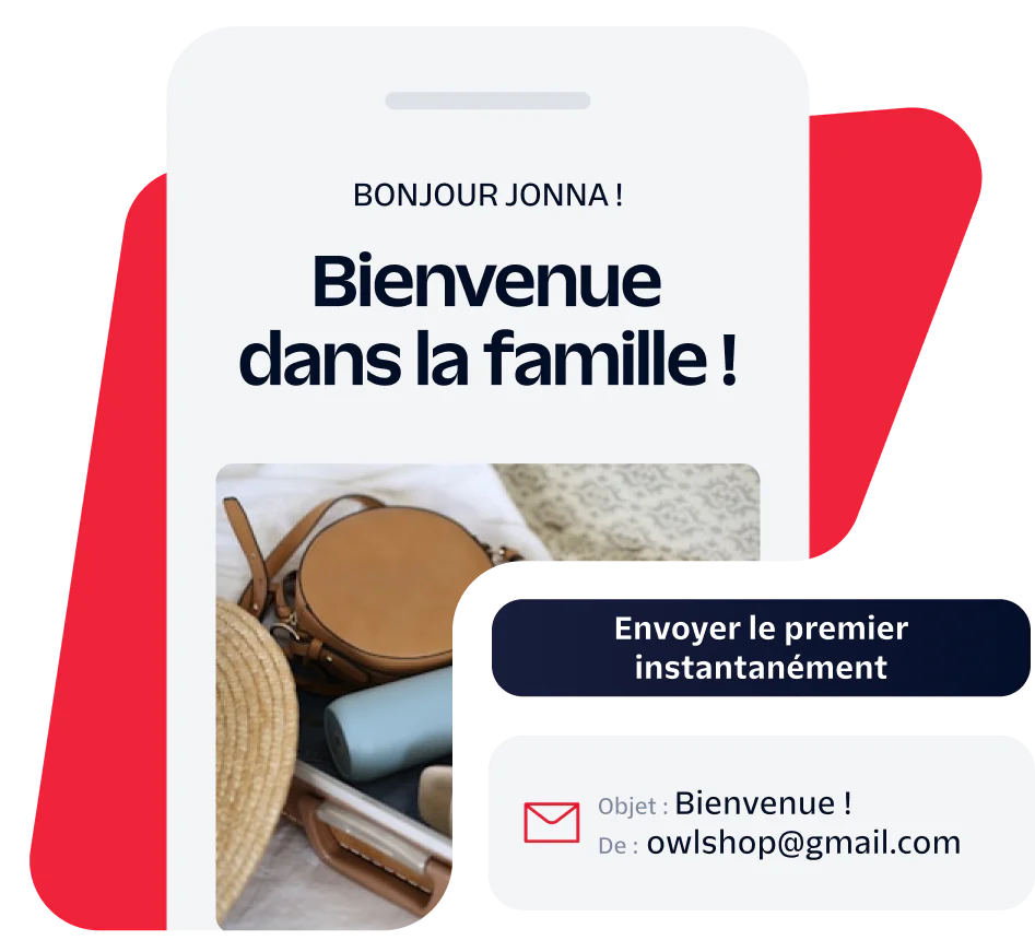 Welcome Email to New Member Jonna Email welcoming Jonna with a message and a button to send an email from owlshop@gmail.com.