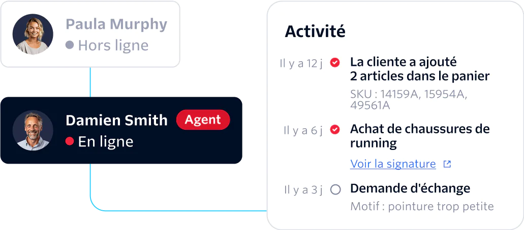 Seamless hand-off to a call center agent who can immediately help with the customer request