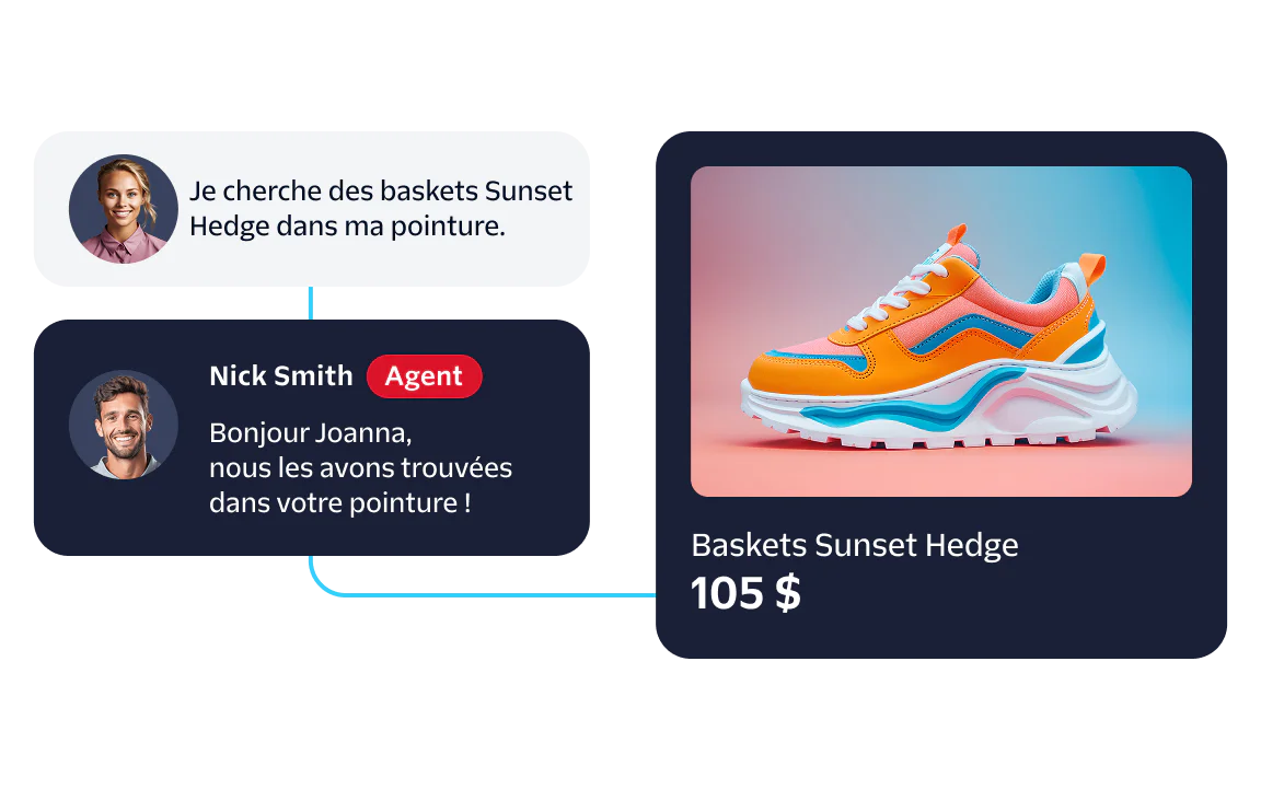 Customer Service Chat About Finding Sneakers Agent helping customer find Sunset Hedge sneakers in their size.