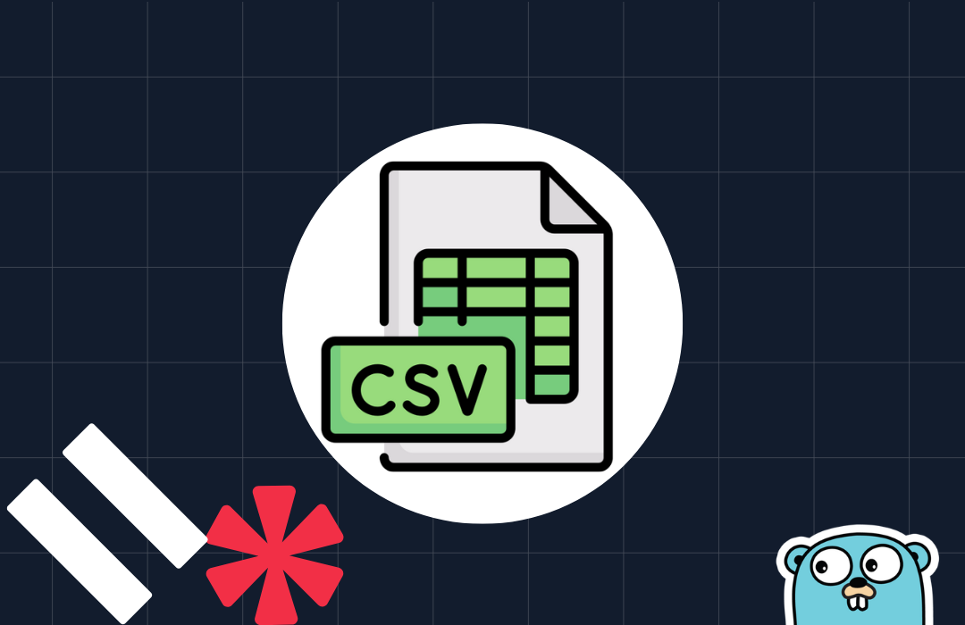 Icon of a CSV file with grid background, pause symbol, red asterisk, and cartoon character in the corner.