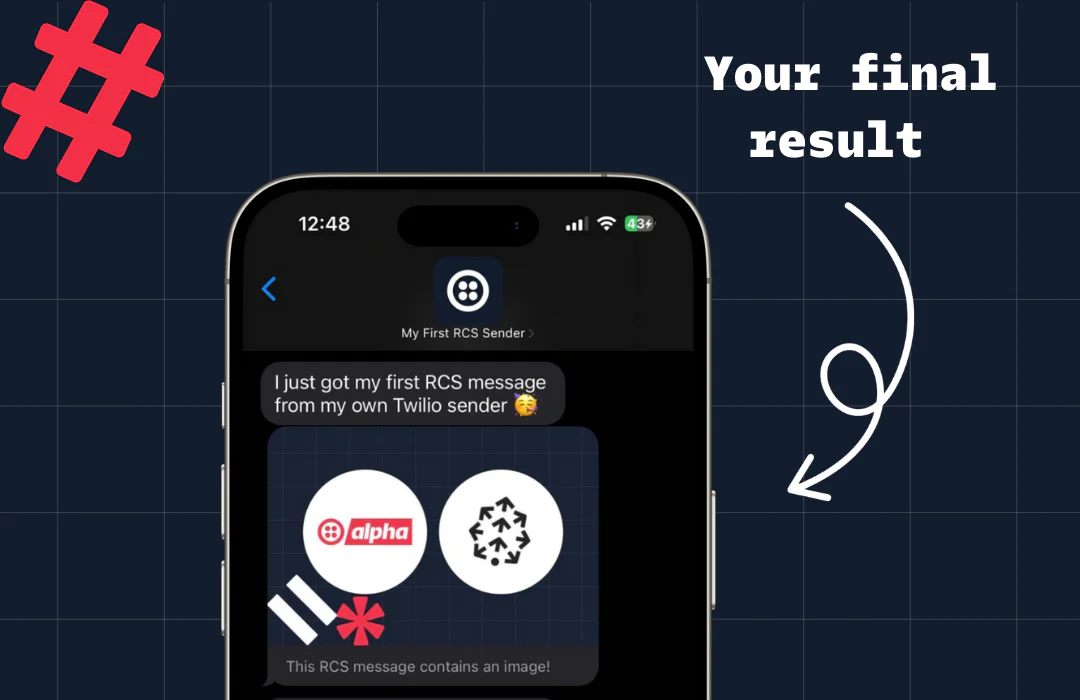 The final result showing a media message