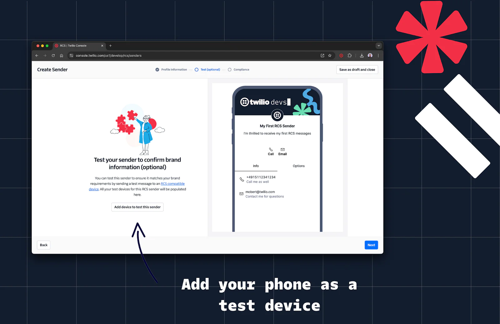 Add phone number step