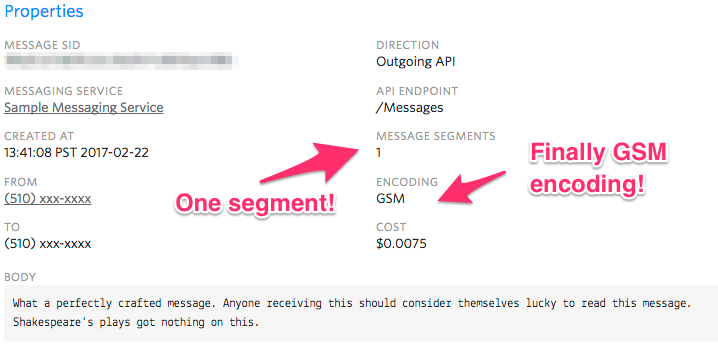1 segment encodé en GSM-7