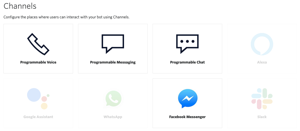 Screenshot of available channels.