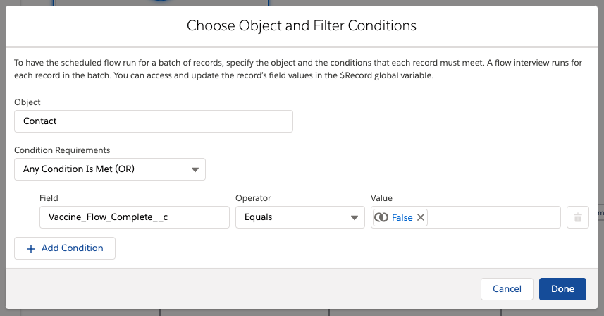 Choosing the Object and Setting Filter Conditions