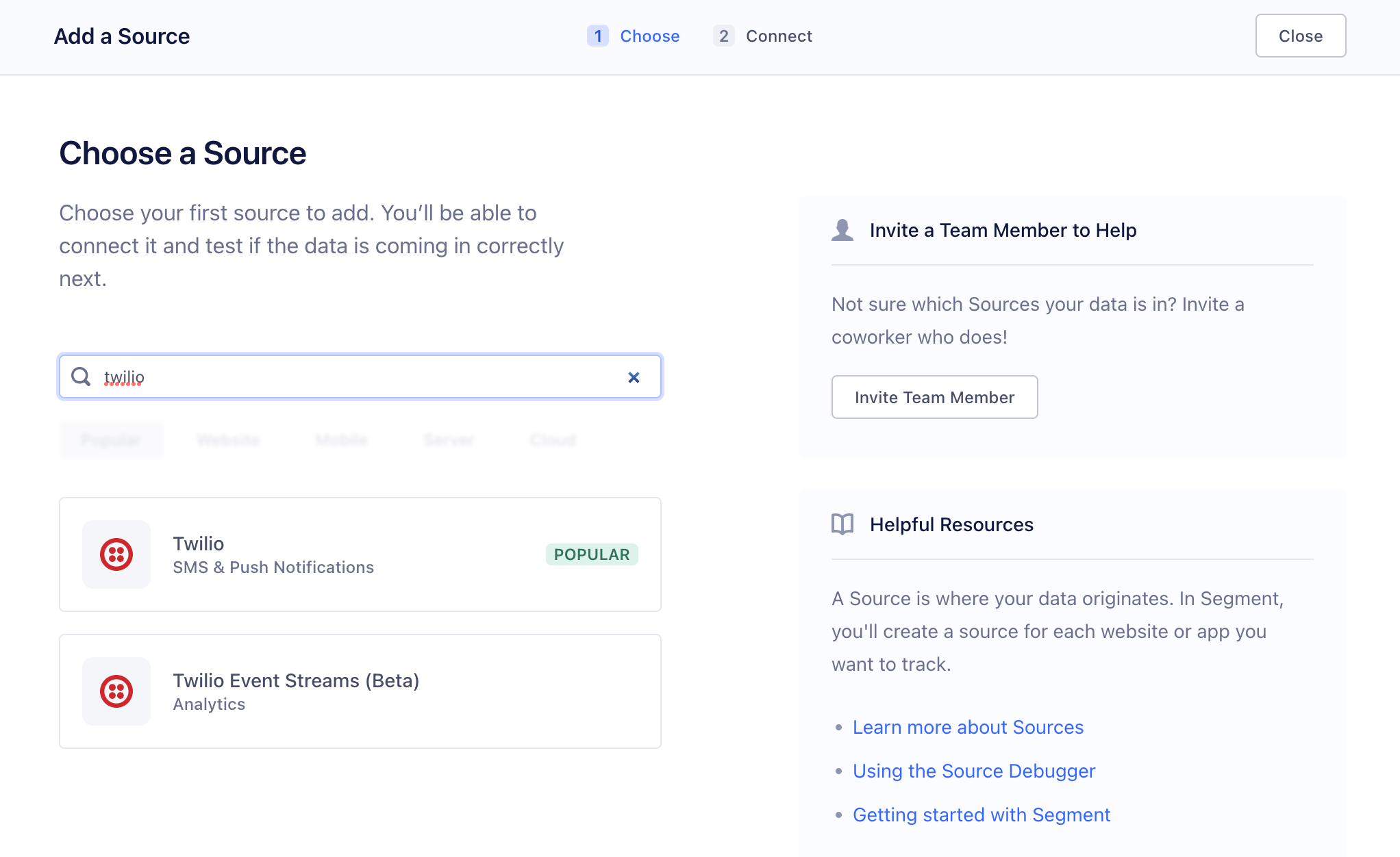 Segment Choose a Source