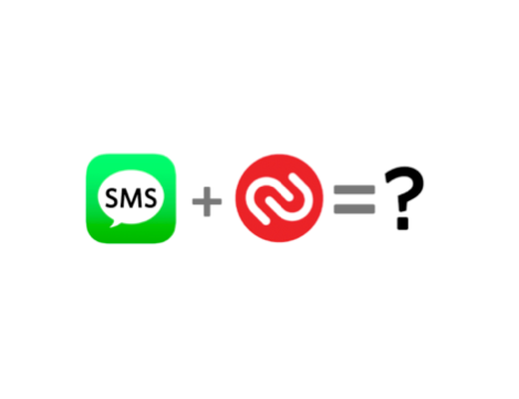 SMS icon plus red loop icon equals question mark