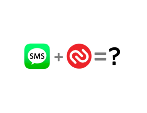 SMS icon plus red loop icon equals question mark