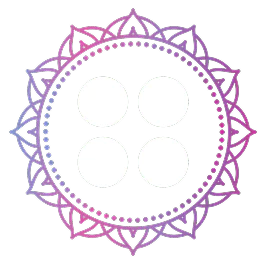 Mandala design with four central circles and ornate border