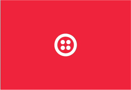 White button symbol on a red background.