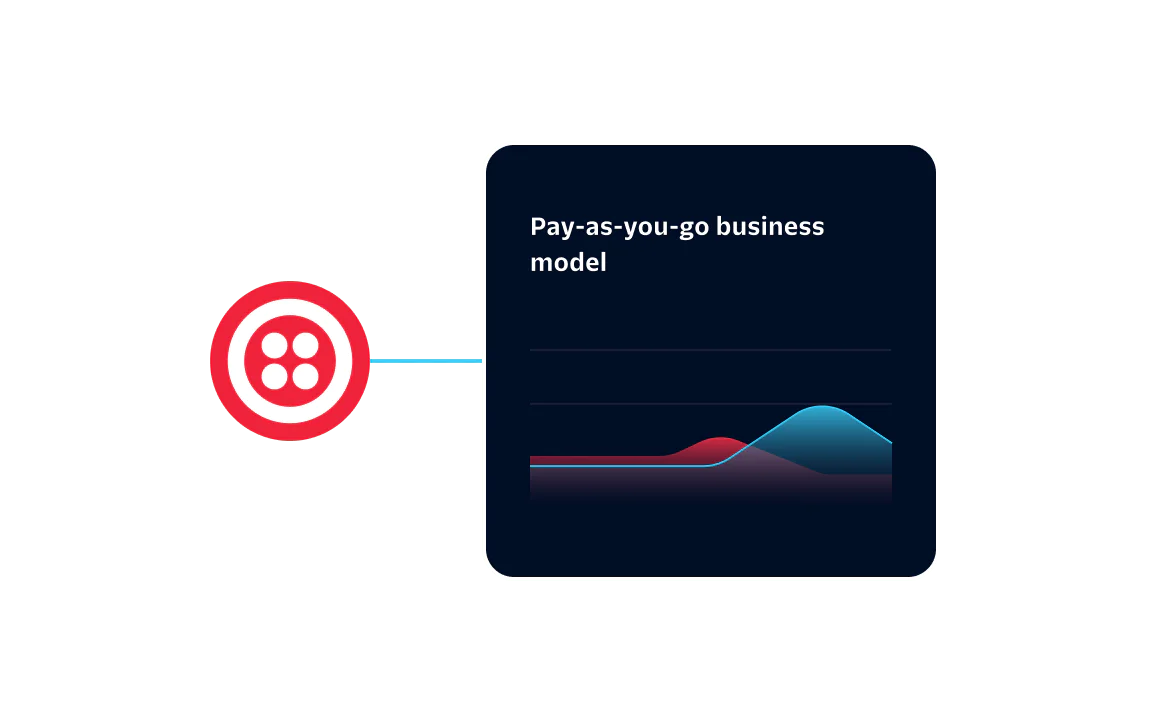 Illustration showing the pay-as-you-go business model with a graph of varying usage trends.