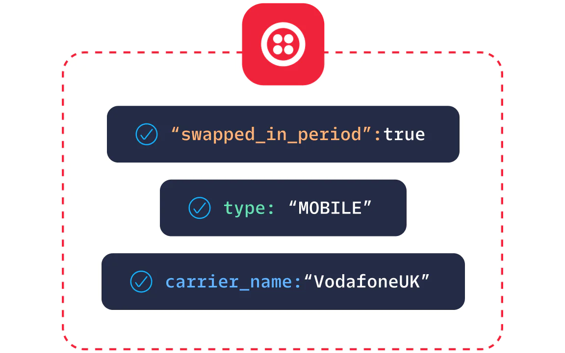 Mobile Network Information Displayed on Screen Screen displaying mobile network information with swapped in period status, type, and carrier name.