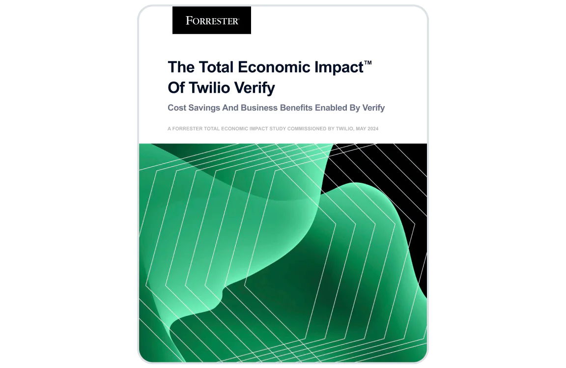 Cover page of Forrester report on the economic impact of Twilio Verify.