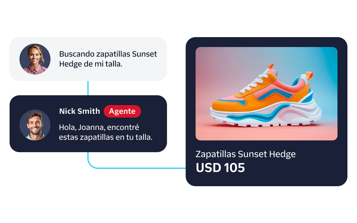 Agent helping customer find Sunset Hedge sneakers in their size.