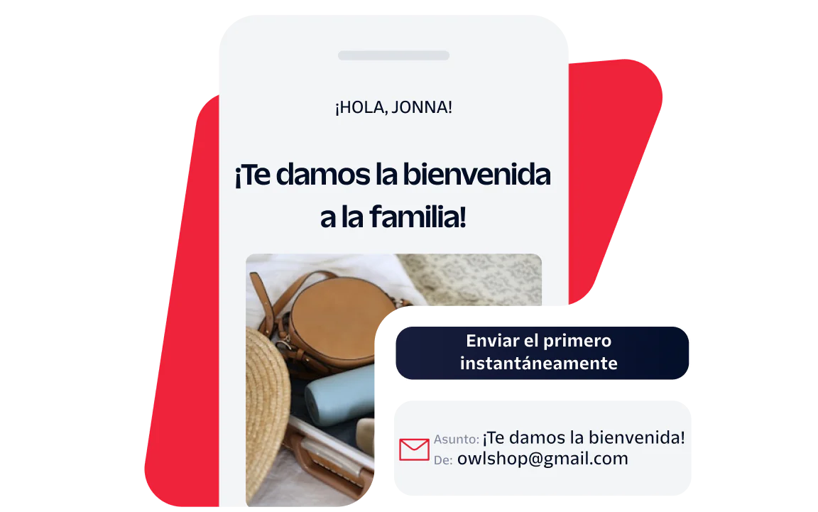 Welcome Email for New Subscriber Smartphone screen showing a welcome message to Jonna with email subscription information.