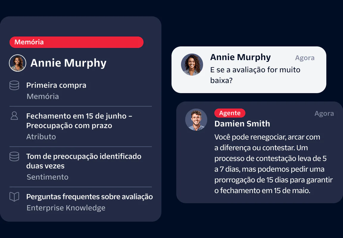 Chat interface showing conversation between an agent and a user with profile details and message history.
