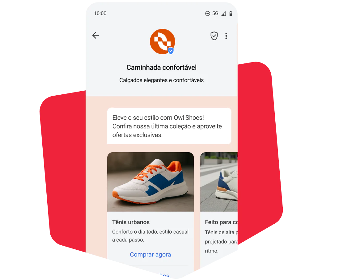 Mobile app screen showing Comfort Walk's stylish and comfortable shoes with Urban Sneakers and a built-for-sports model.