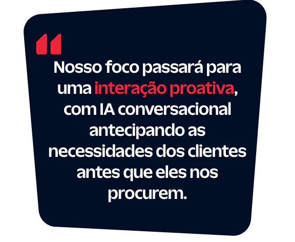 Citação sobre interação proativa usando IA conversacional para antecipar as necessidades dos clientes.