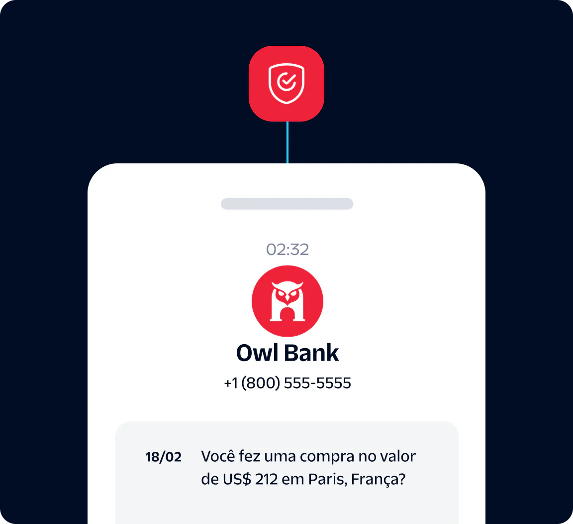 Owl Bank notification asking about a $212 purchase in Paris, France.